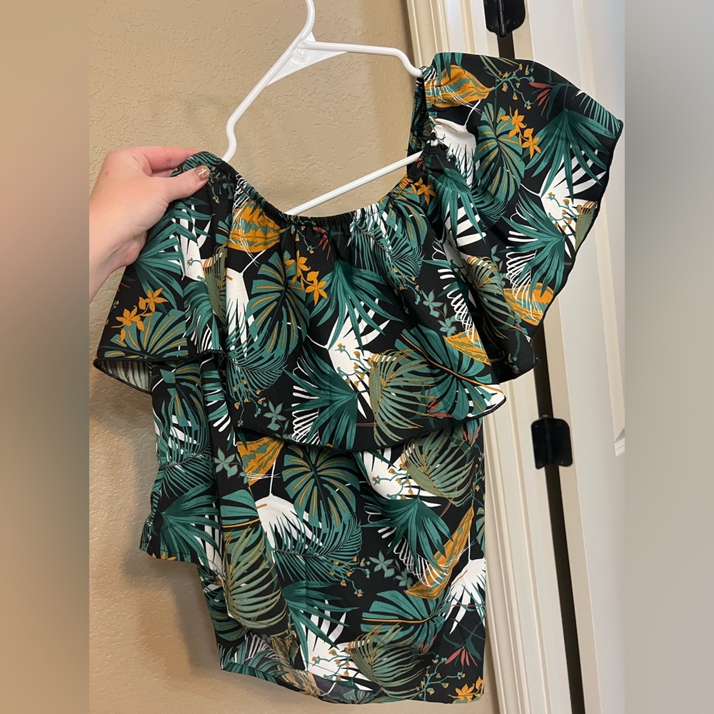 One Shoulder Tropical Top